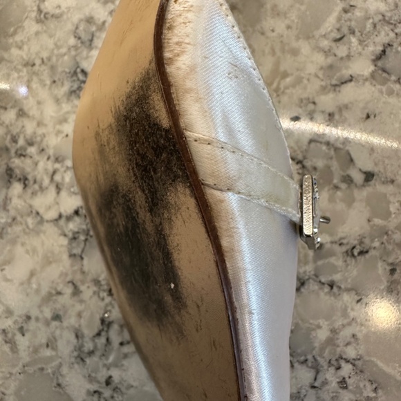 Halloween Costume white satin Wedding Bride Shoes sz 8-1/2 W size 8.5 W - Picture 11 of 14